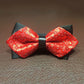 Detachable men bow tie with black center and red geometric pattern fabric