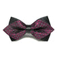 Detachable men bow tie with black center and dark purple geometric pattern fabric