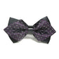 Detachable men bow tie with black center and purple geometric pattern fabric