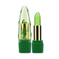 Color-changing aloe vera lip balm pair, green caps with clear balm bullet