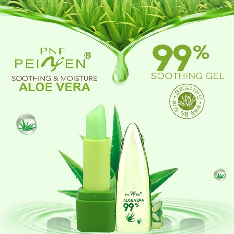 PNF PEIYEN aloe vera lip balm box, green tubes shown with 99% soothing gel label