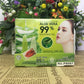 PNF PEIYEN aloe vera lip balm retail box, green 99% soothing gel with lip illustration