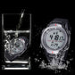 Men's waterproof SYNOKE LED sports watch with black case and water-splashed digital face, red accents