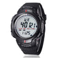 Men's waterproof SYNOKE LED sports watch with black strap and round LED digital display