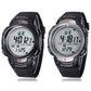 Pair of men's SYNOKE waterproof LED sports watches with black straps and round digital displays