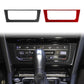 Car multimedia trim stickers set: black and red carbon-fiber frames with cutouts