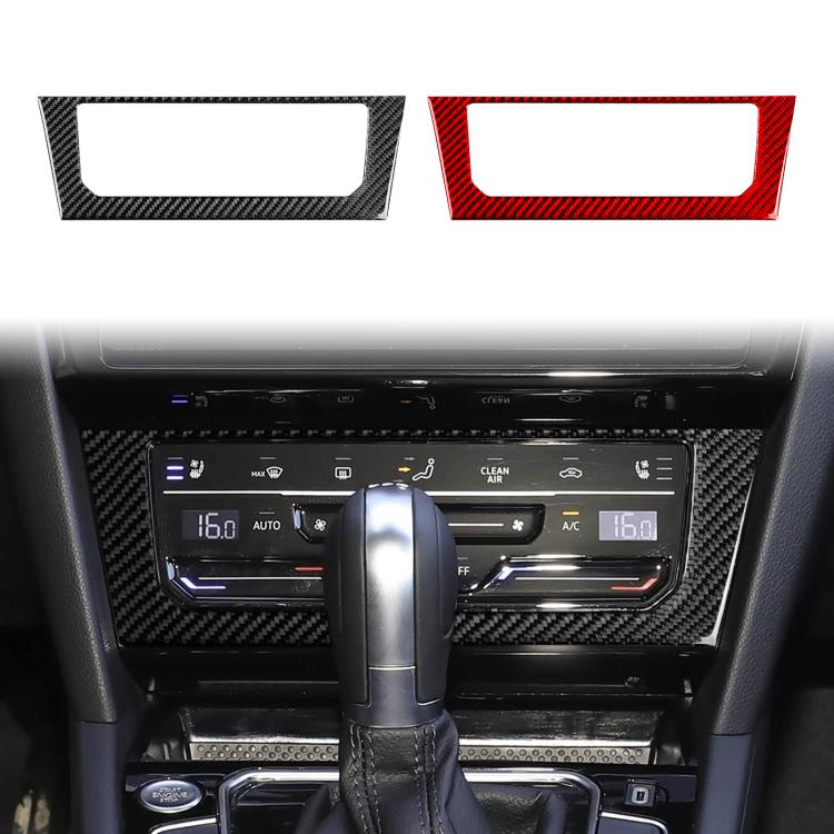 Car multimedia trim stickers set: black and red carbon-fiber frames with cutouts
