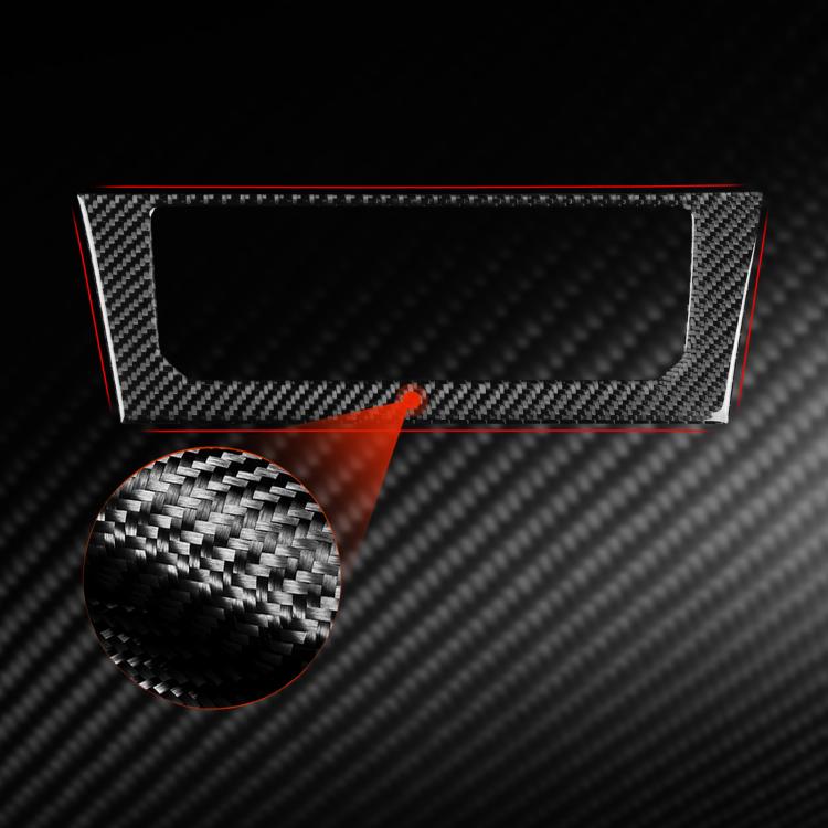 Car multimedia trim sticker in red carbon-fiber look with circular texture detail