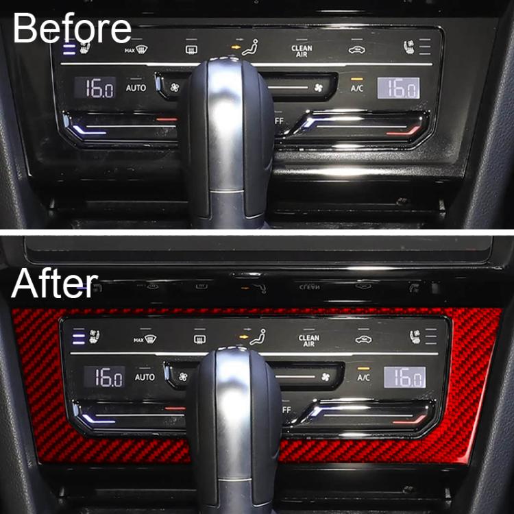 Red carbon-fiber multimedia console trim sticker around center controls