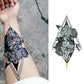 Gold-and-black triangle compass flower temporary tattoo sticker with dangling accents