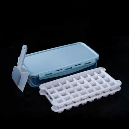 White silicone ice cube mold with lid, open grid tray for quick freezing