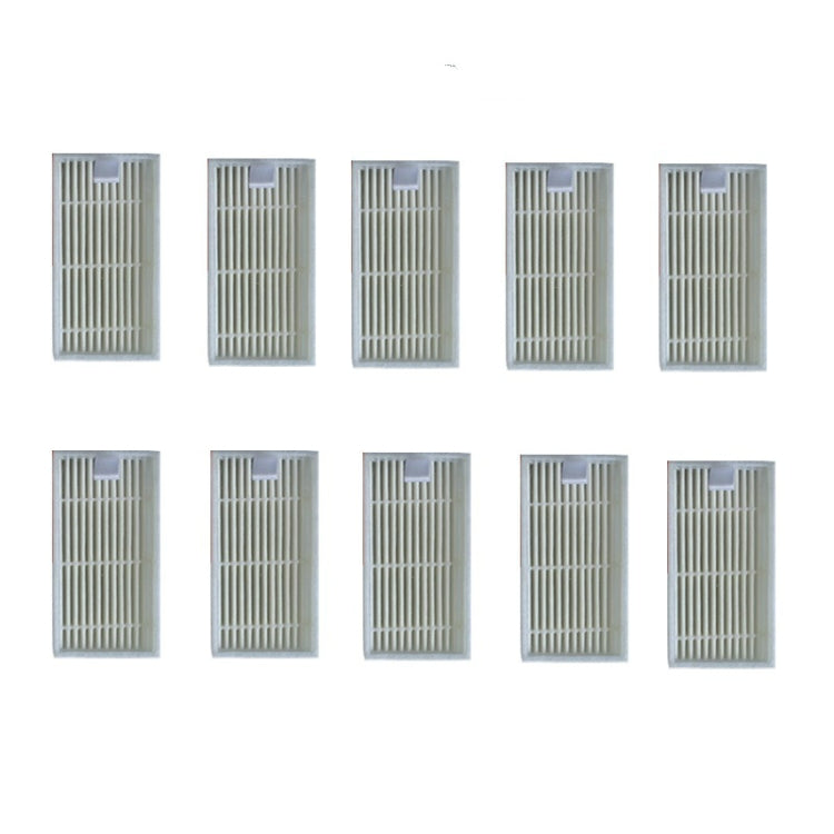 Set of 10 HEPA vacuum filters, rectangular with pleated media and white frame