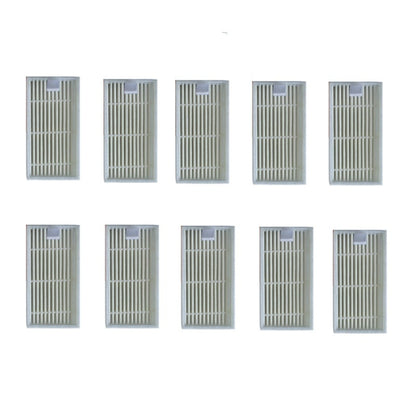 Set of 10 HEPA vacuum filters, rectangular with pleated media and white frame