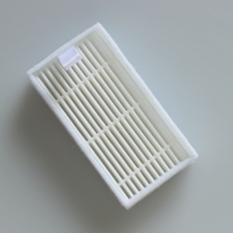 Rectangular HEPA vacuum filter insert with fine pleated lines and white frame