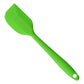 Green silicone cake spatula with flat scraper blade and hanging hole