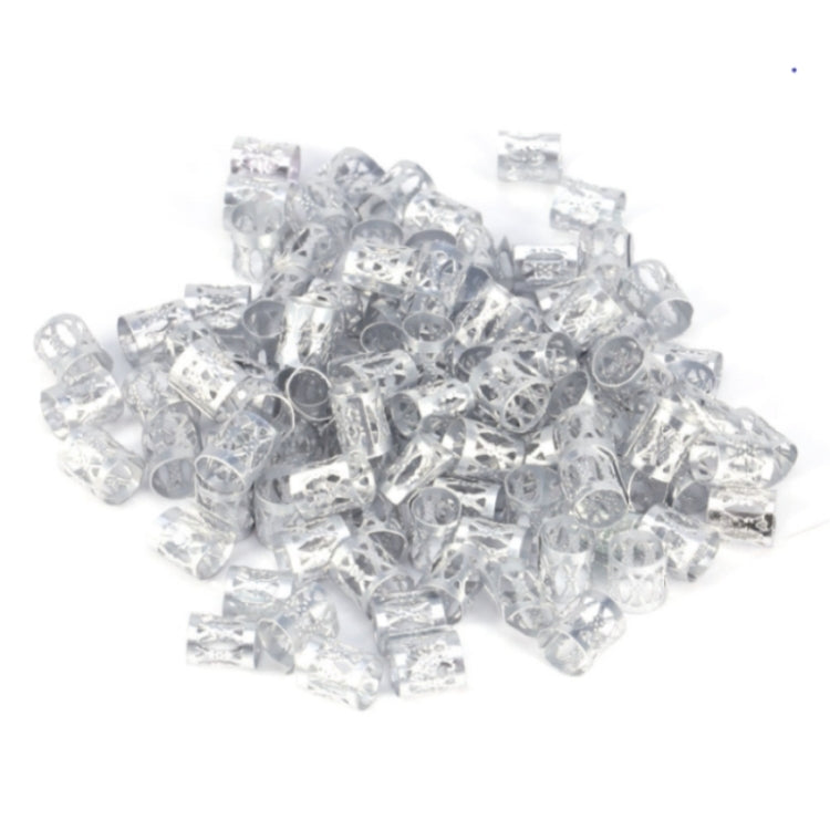 Silver-tone aluminum rice beads for dreadlocks, 3-piece hair accessory set