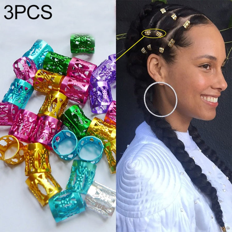 Mixed-color aluminum rice beads for dreadlocks, 3-piece hair accessory set