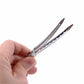 Stainless steel duckbill hair clip held in hand, perforated single-hole bar