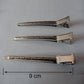 Three stainless steel duckbill hair clips, single-hole bar, 9 cm length