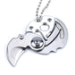 Portable mini folding blade knife keychain multitool with silver body and ball chain