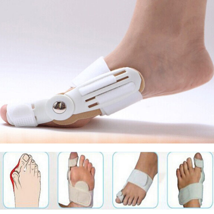 White big toe bunion splint brace with two straps and metal adjustment button
