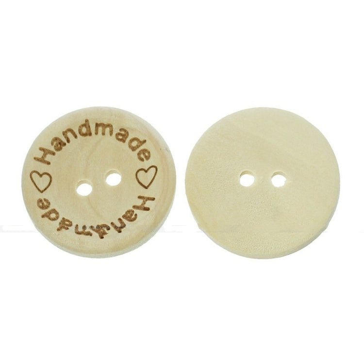 Round natural wood button front and plain back, two holes and smooth surface