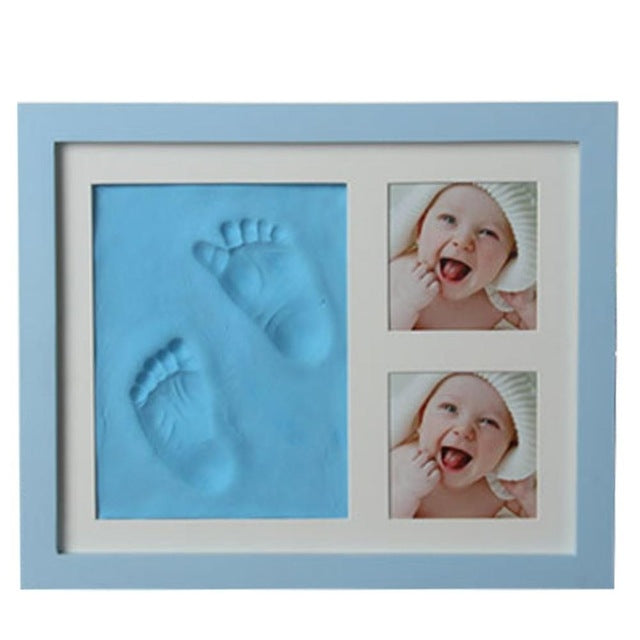 Baby Hand Foot Print Mold Maker Solid Wooden Photo Frame With Cover Fingerprint Mud Set