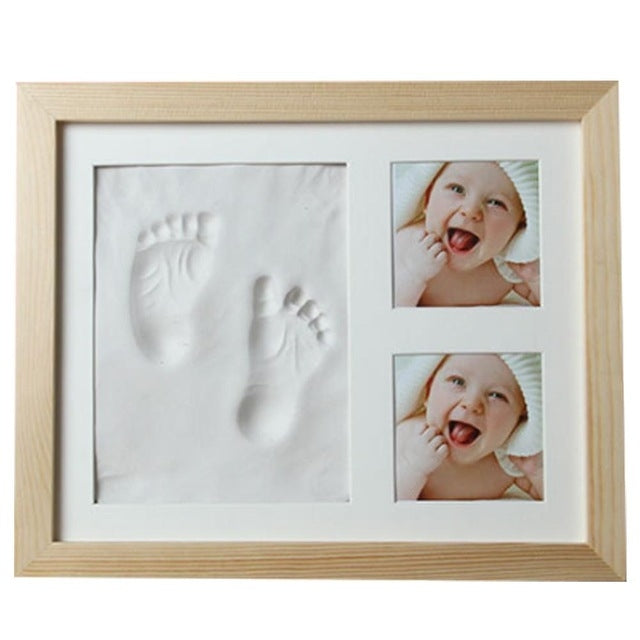 Baby Hand Foot Print Mold Maker Solid Wooden Photo Frame With Cover Fingerprint Mud Set