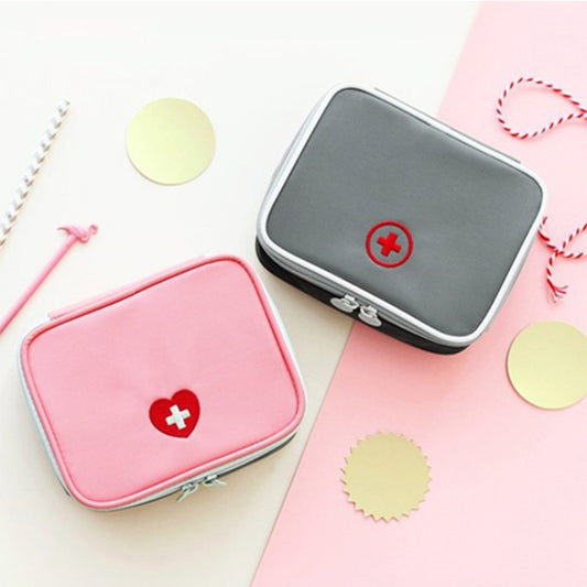Cute Heart Mini Medicine Bag First Aid Medical Emergency Kits Organizer Outdoor Household Pill Bag, Size: 13x10x4cm, 13x10x4cm(Grey), 13x10x4cm (Pink)