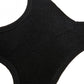Black textured fabric pad of posture corrector belt with breathable mesh backing