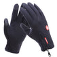 Black full-finger cycling gloves with black textured palm and zippered wrist closure