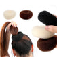 Set of three donut hair rings: beige, coffee brown, and black