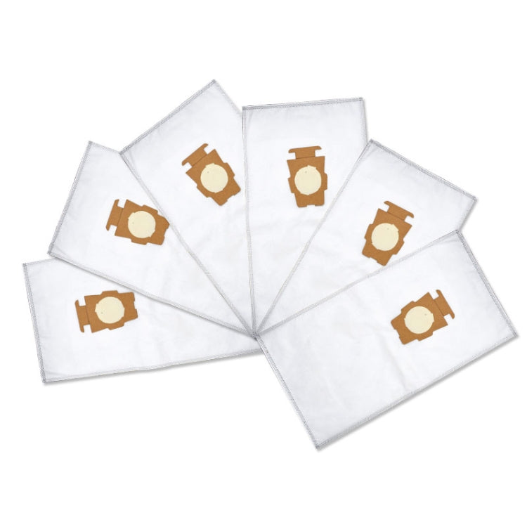 Vacuum dust bags, white rectangular filter bags with brown icon graphics set