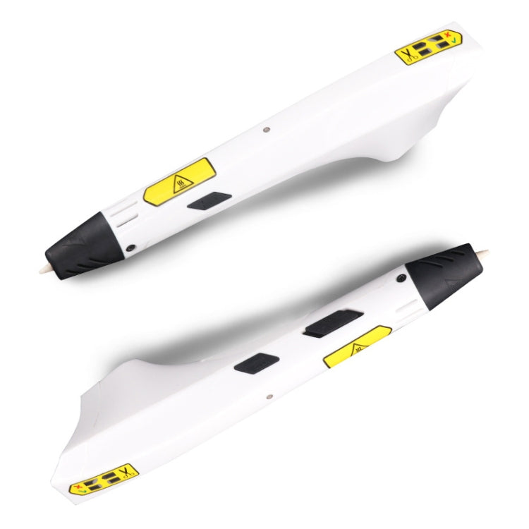 Children's 3D printing pen showing nozzle and side buttons, white body