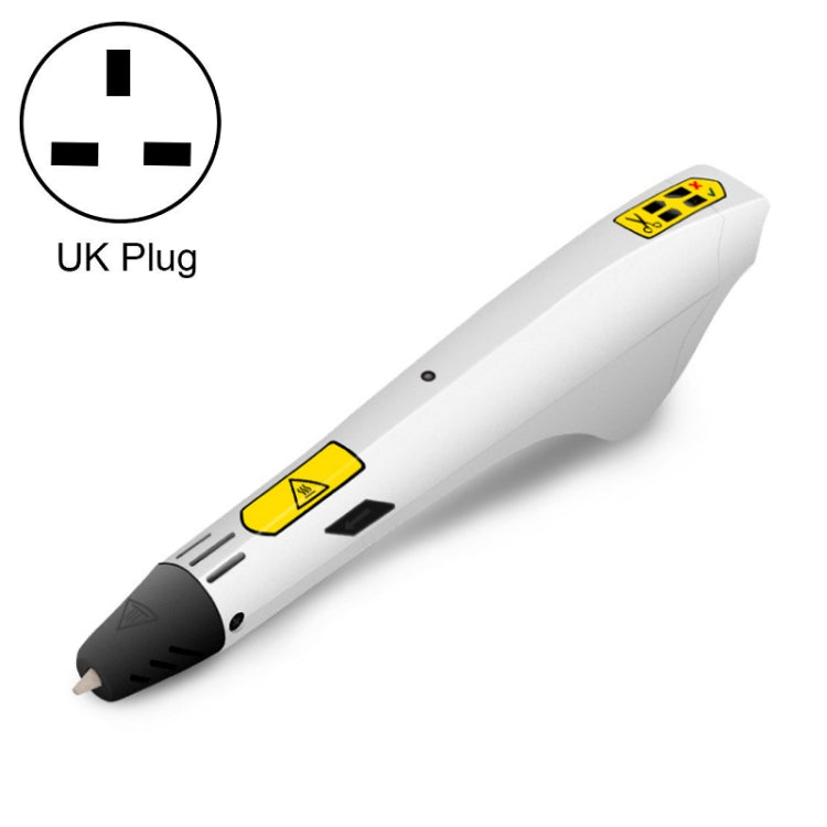 Children's 3D printing pen with UK plug option, white body and black nozzle