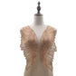Beige/tan organza wing appliques with embroidered feather-leaf design, DIY pair