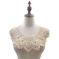 Beige lace embroidered fake collar with scalloped, layered 3D lace edge