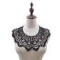 Black lace embroidered fake collar with scalloped outer edge and floral cutwork