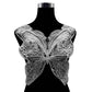 Butterfly lace collar with embroidered wing pattern, white lace on black display