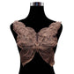 Butterfly lace collar with embroidered wing pattern, caramel brown lace on black display