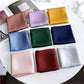 Set of solid-color satin square scarves in multiple shades