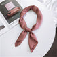 Solid-color satin square scarf with long tied bow, mauve pink