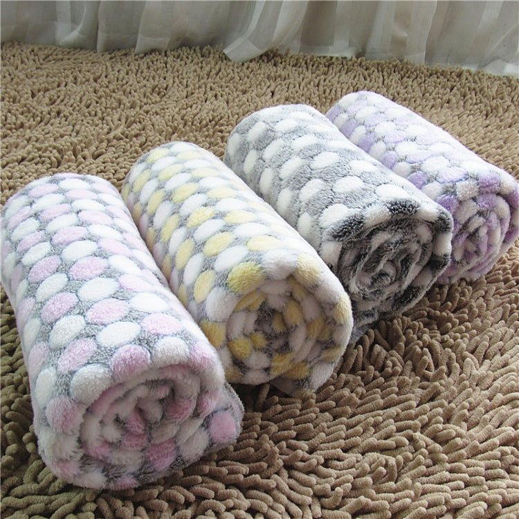 Pet flannel blanket rolls, pastel dot patterns, plush fleece texture