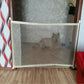 Portable folding pet safety gate fence with mesh panels, beige frame