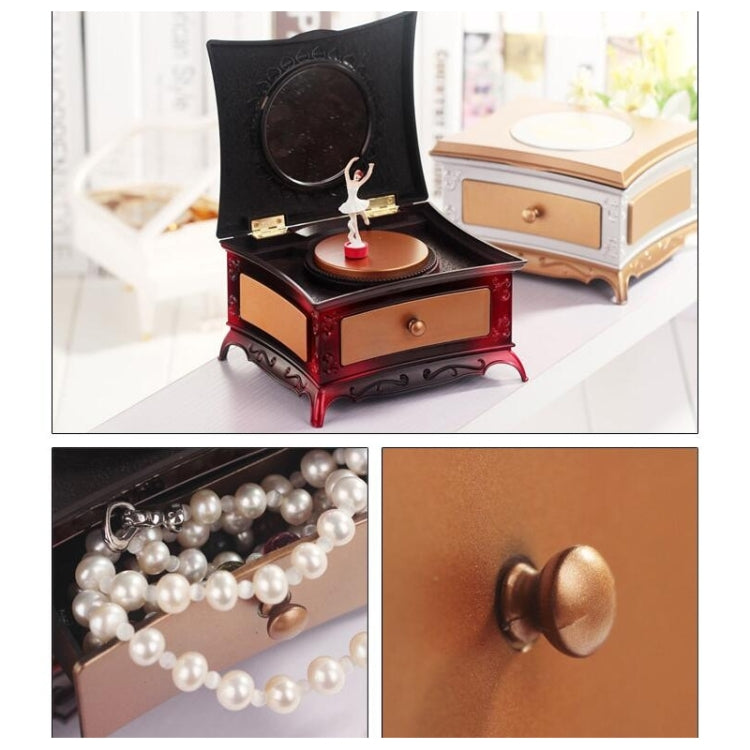 Classic Dressing Table Rotating Girl Music Box With Mirror Drawer Music Box