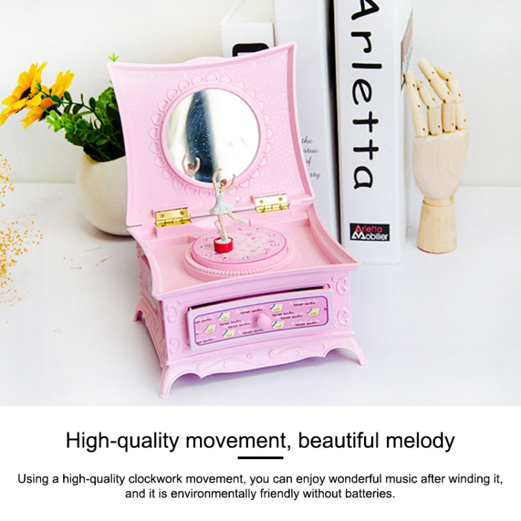 Classic Dressing Table Rotating Girl Music Box With Mirror Drawer Music Box