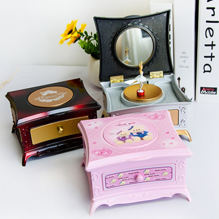 Classic Dressing Table Rotating Girl Music Box With Mirror Drawer Music Box