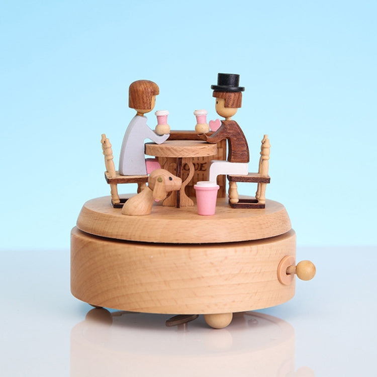 Creative Rotating Wooden Music Box Home Desktop Decoration, Lover Dating