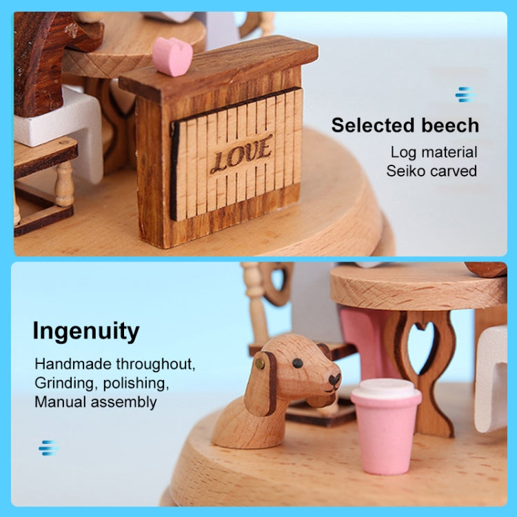 Creative Rotating Wooden Music Box Home Desktop Decoration, Lover Dating