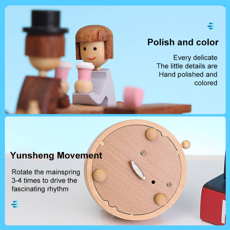 Creative Rotating Wooden Music Box Home Desktop Decoration, Lover Dating